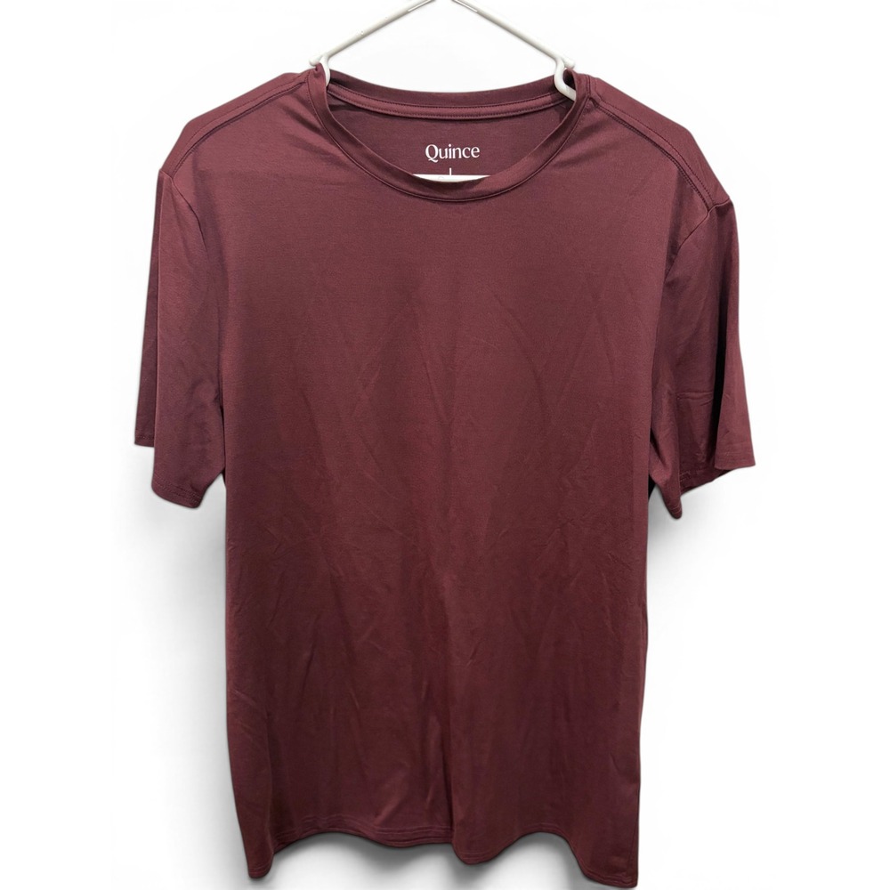 Quince Flowknit Breeze Performance Tee Mens Large Burgundy Sustainable gorpcore